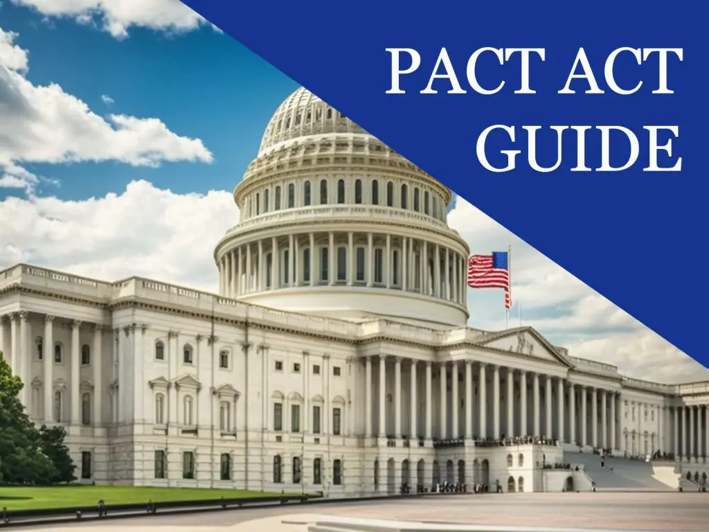 PACT Act Guide cover featuring the U.S. Capitol and an American flag.